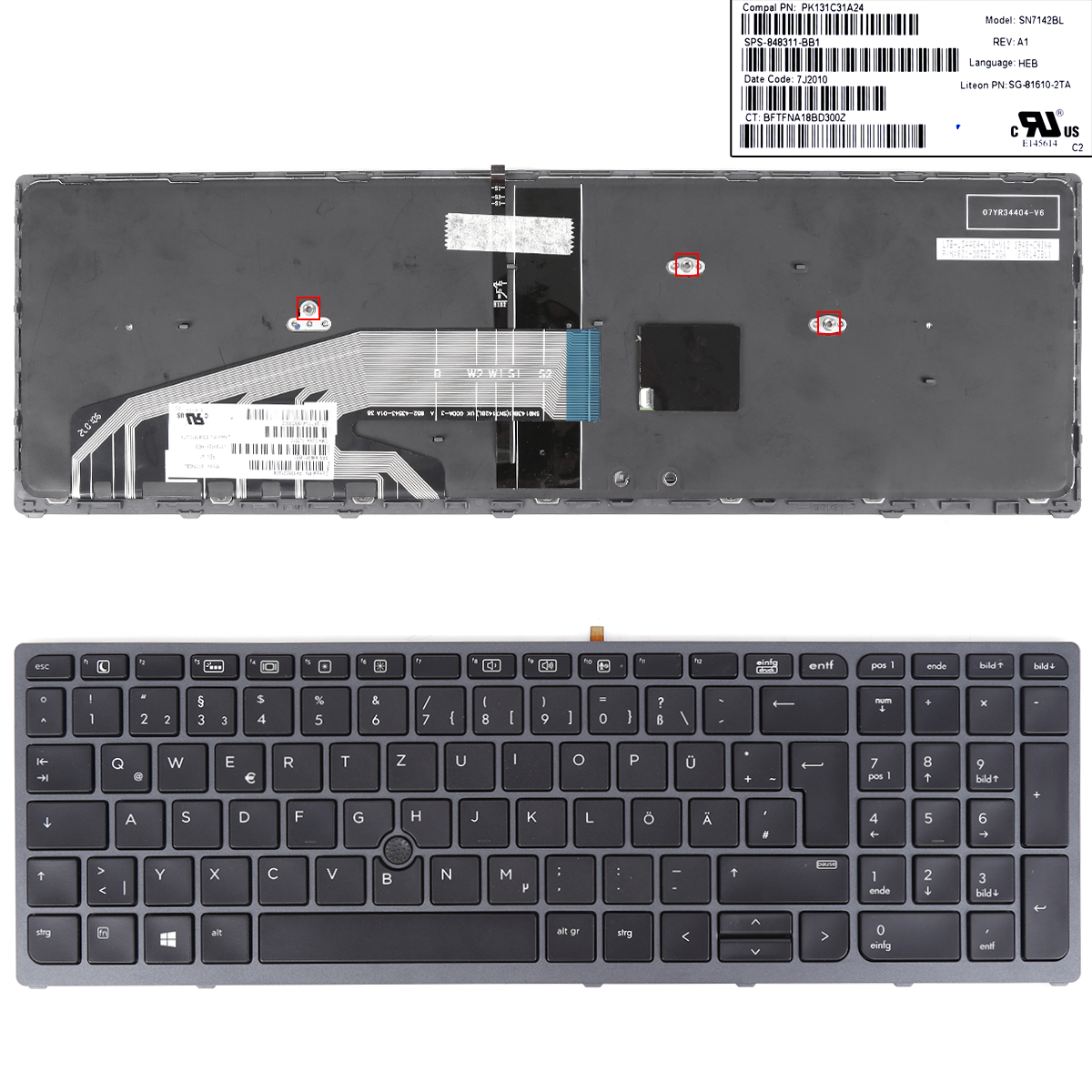 Picture of New Replacement Laptop Keyboard For HP Zbook 15 G3 G4 / 17 G3 G4 GRAY FRAME(with point backlit）WIN8 GR Layout